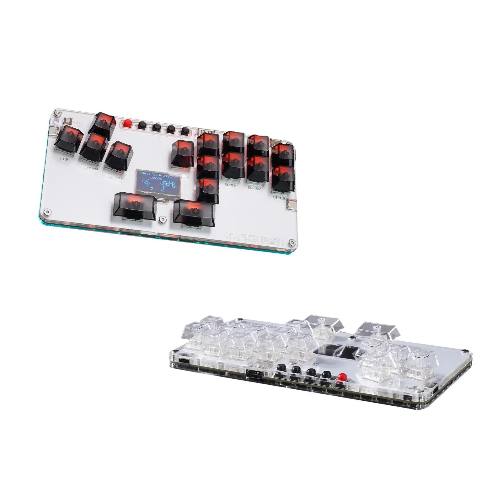 Mini Game Keyboard Easy to Carry W/ RGB LED Hitbox Control Keypad Hitbox Leverless Controller Arcade Keybaord for Gaming Device