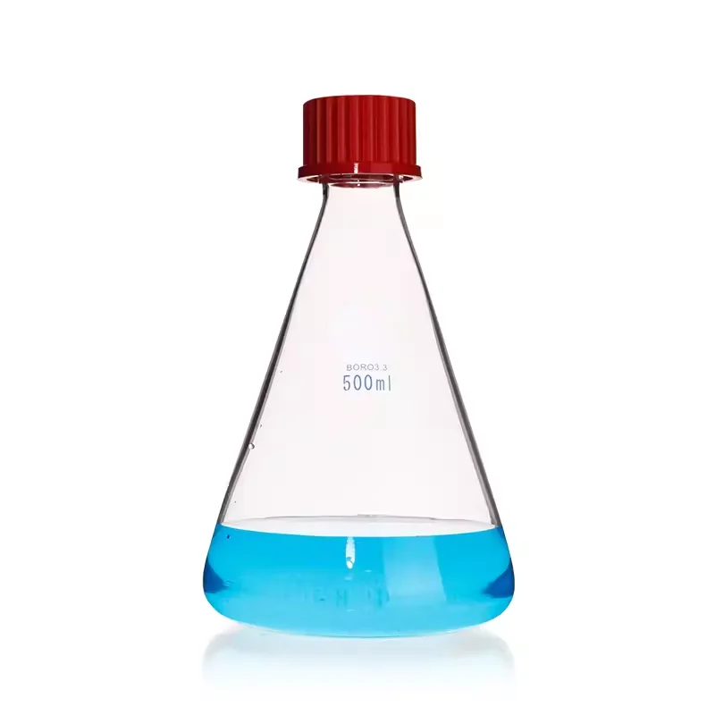 2PCS Screw-top conical flask glass Erlenmeyer flask reagent bottle transparent silk-top bottle 50/100/150/250/500/1000ml