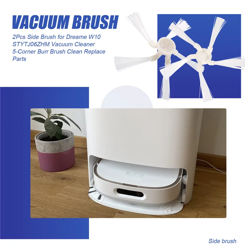 2 قطعة فرشاة جانبية لشاومي Dreame W10 STYTJ06ZHM مكنسة كهربائية 5-Corner Burr فرشاة نظيفة استبدال Partsa83x
