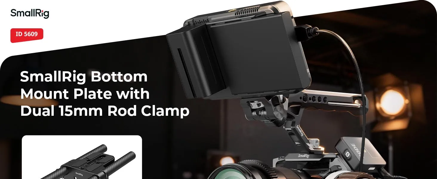 SmallRig Bodenmontageplatte mit Dual-15-mm-Stabklemme für Sony für Canon für Panasonic für Käfige, Mainstream-Kinoskamera -5609 – Detail 1