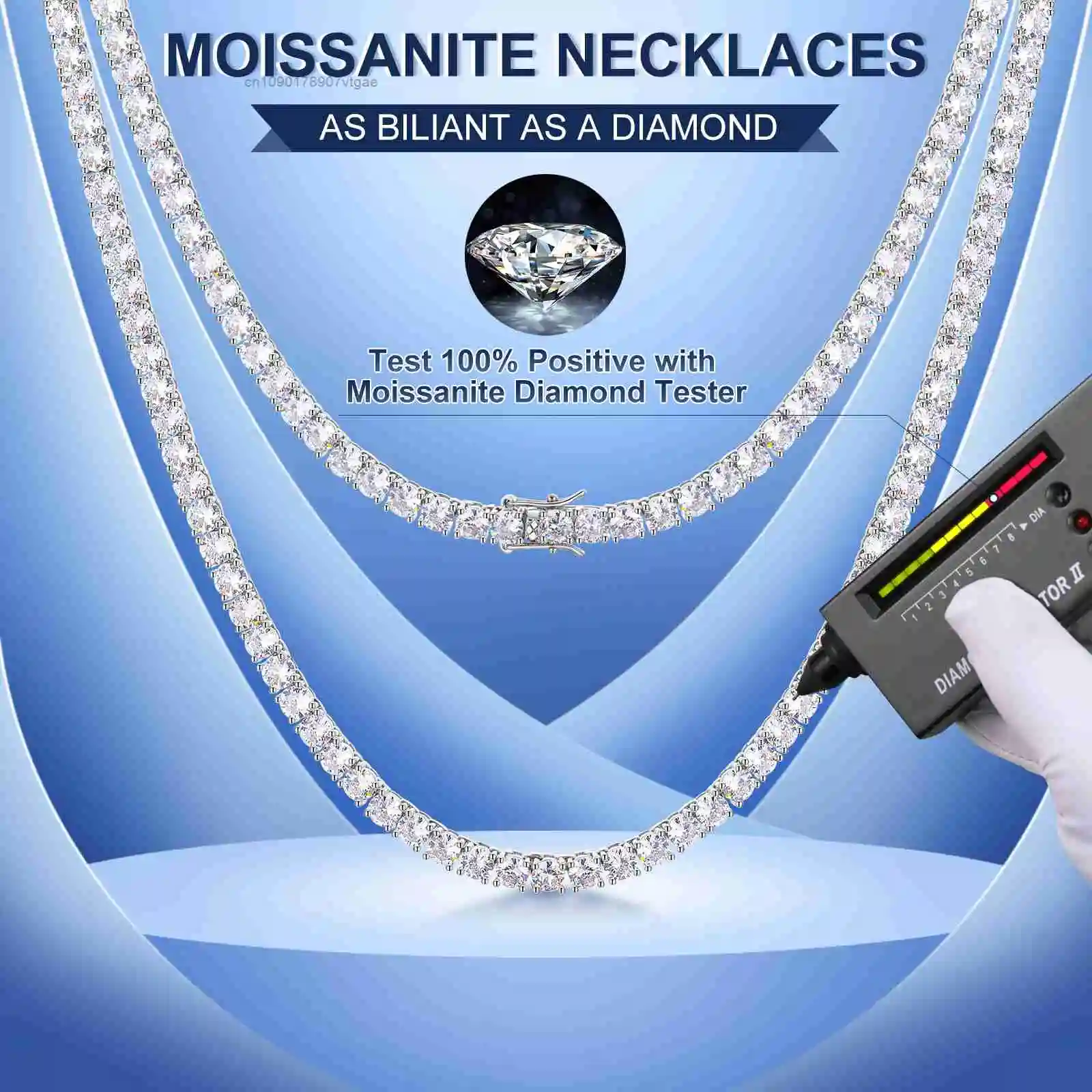 Days 7 Fast Delivery Fine Jewelry 925 Sterling Silver VVS Moissanite Diamond Classic Cluster Bling Tennis Chain Necklace.