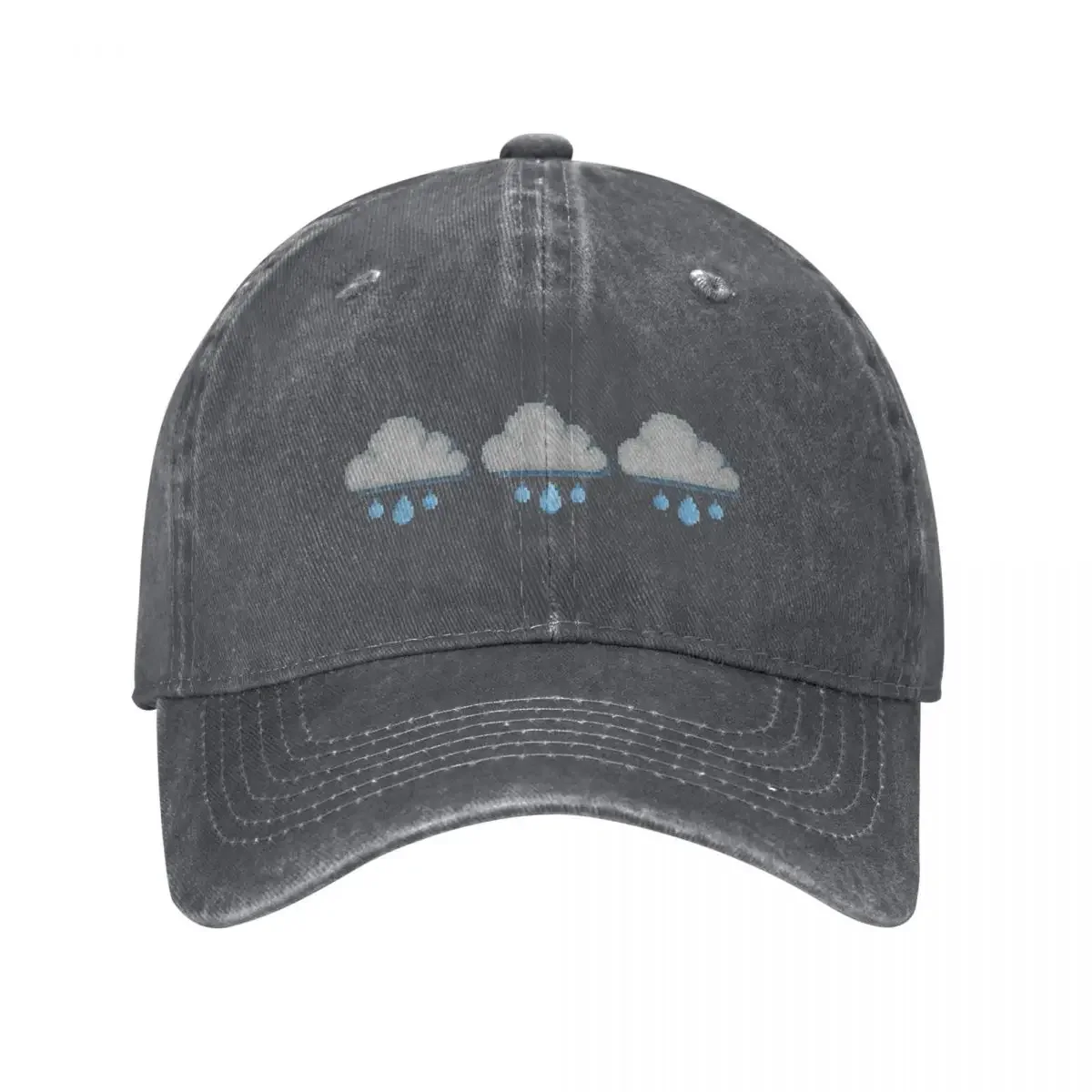 

Retro Pixel Grumpy Rain Cloud Weather Icon Design Baseball Cap Beach Fashion Beach Men Luxury Brand Women's