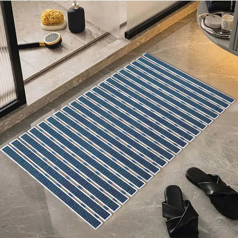 Bathroom Mat Striped Bathroom Non Slip Mat Rubber Great Drainage Mat Y Shaped Stripe Mat With Suction Cup For Tub Bathroom