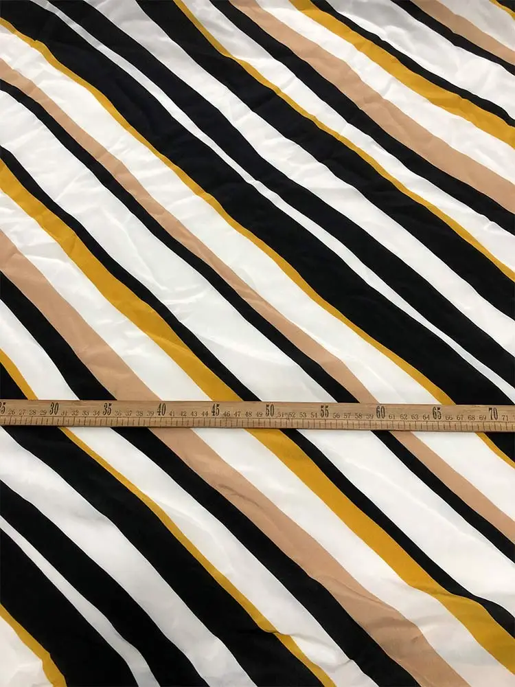 1 meter 100% Mulberry Silk 14 momme Crepe Silk Fabric Slanted Striped Printed 114cm 44