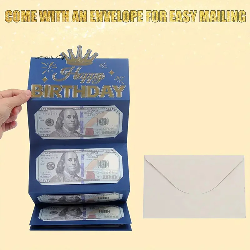 

1 Piece Kids Teens Birthday Money Box Folding Cash Holder Money Birthday Card Greeting Envelope for Children's Party Gifts