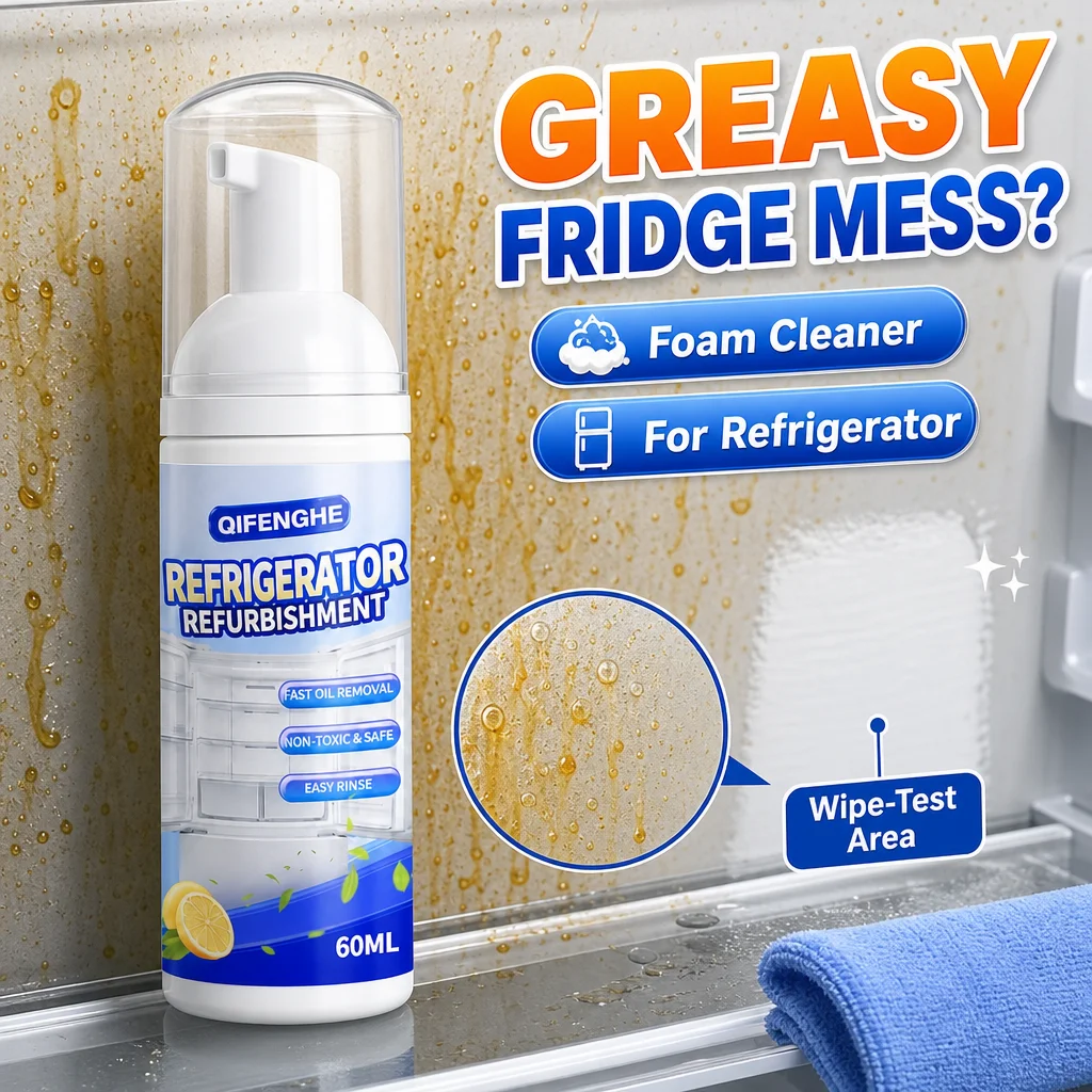 Refrigerator Refurbishment Foam Cleaner, Fast Oil Removal, Non-Toxic & Safe, Easy Rinse, Visible Wipe Result