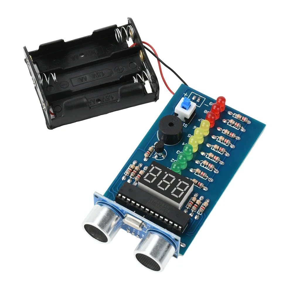 

DC 4.5-6V Ultrasonic Rangefinder Reversing Radar Alarm LED Indicator Ultrasonic Rangefinder Module Soldering Practice DIY Kit