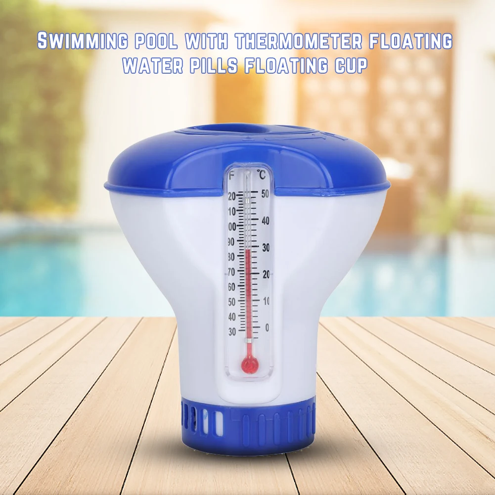 Swimming Pool Floating Chlorine Dispenser With Thermometer Disinfection Automatic Applicator Pump Pools Cleaning Accessories