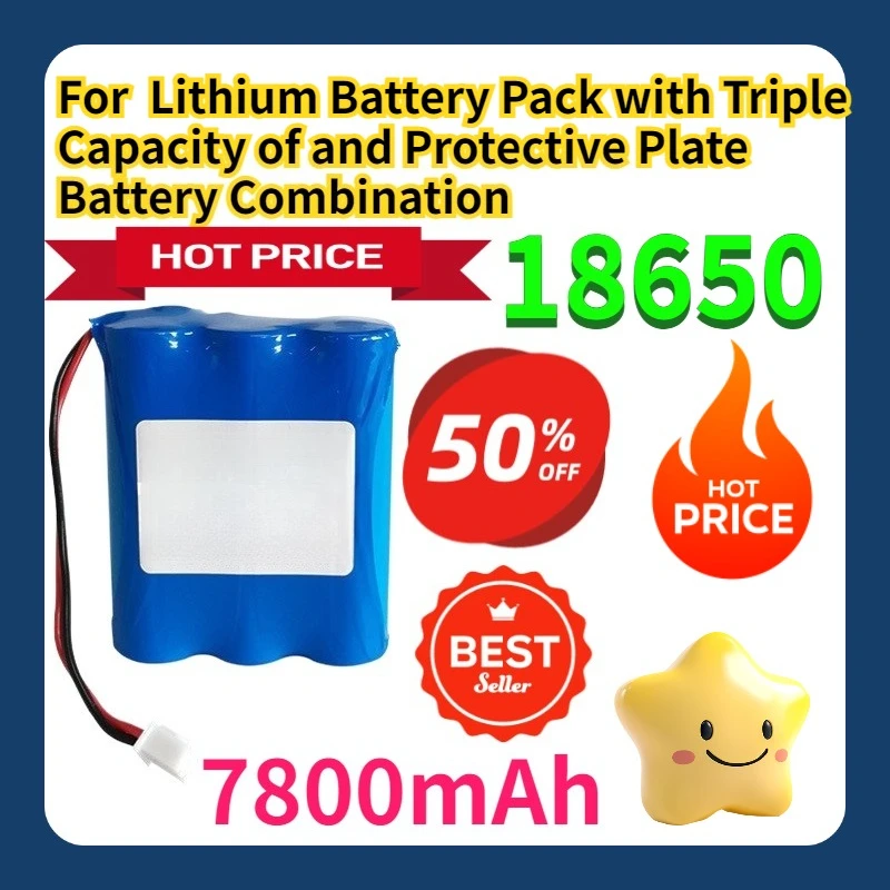 For 18650 Lithium Battery Pack with Triple Capacity of 7800mAh and Protective Plate Battery Combination