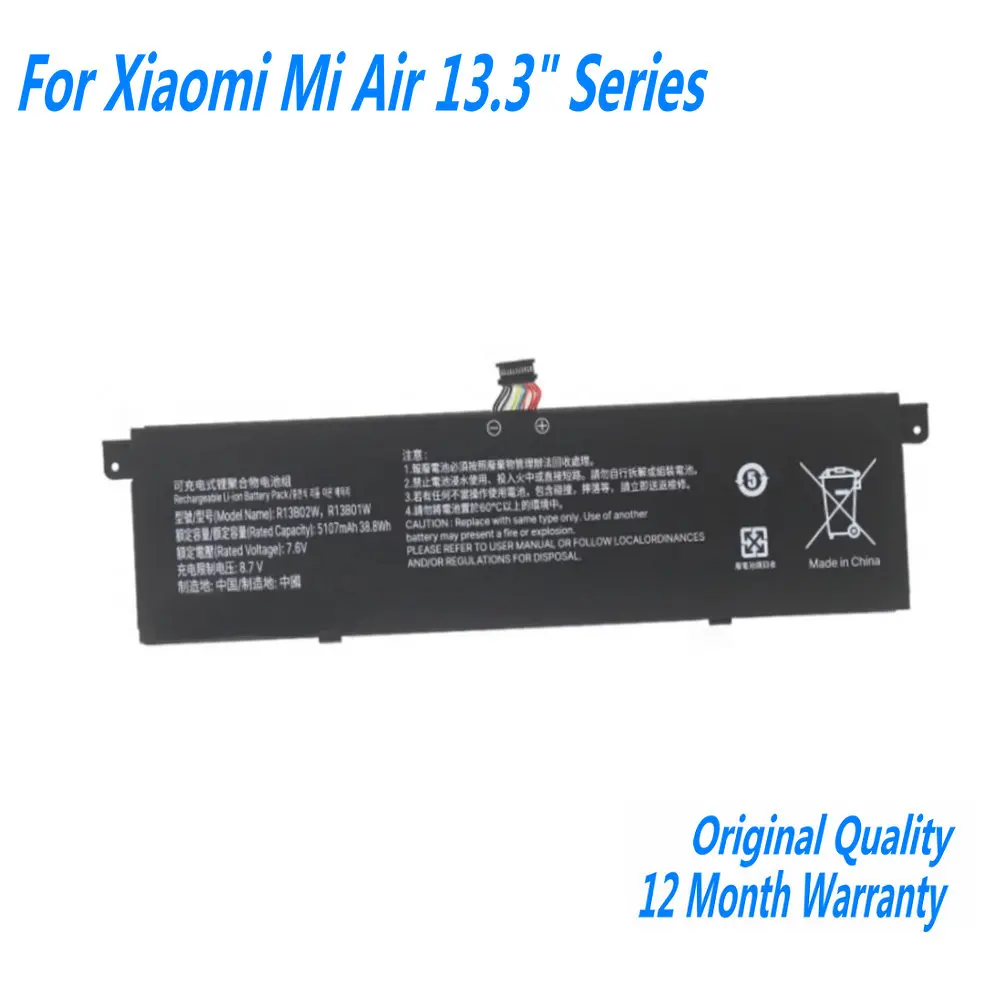 

New R13B01W R13B02W Laptop Battery For Xiaomi Mi Air 13.3" Series Tablet PC 7.6V 5230mAh 39WH