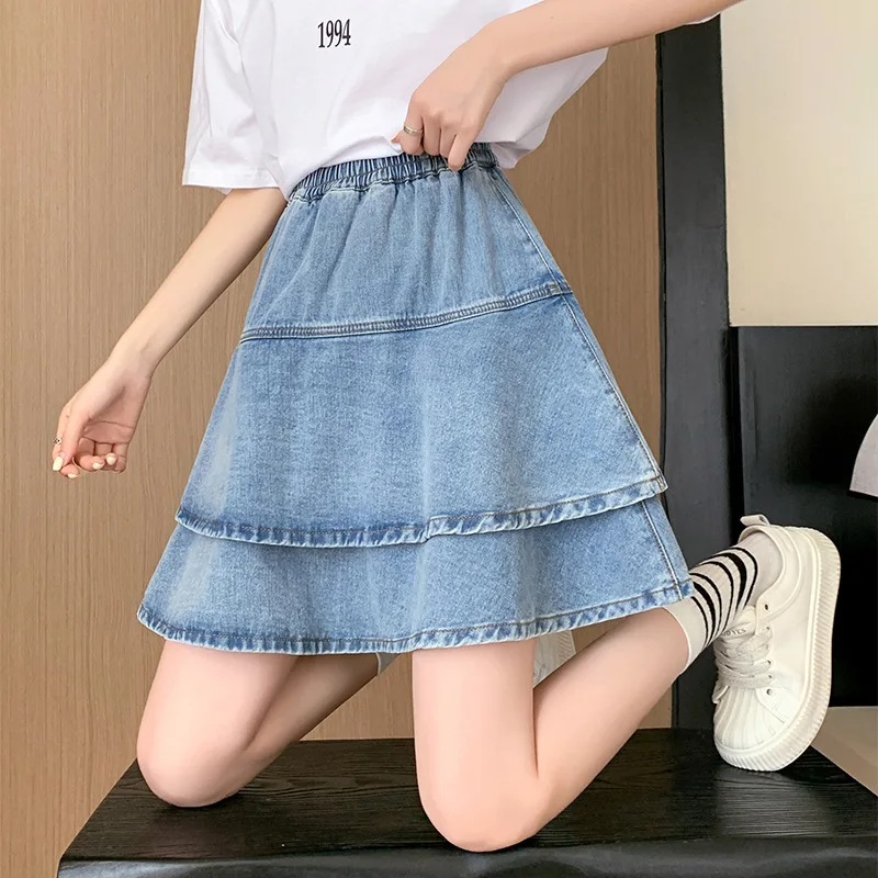 

2024 Spring/Summer Cowboy Cake Skirt for Women, High Waist and Slim Look, Women's Fashion, Blue Cowboy Half Body Skirt