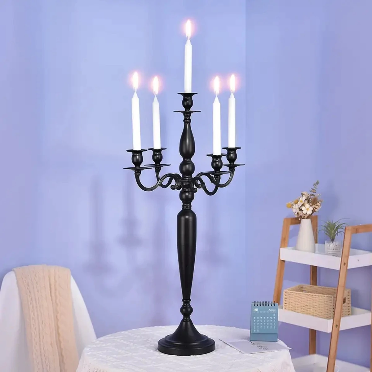 12pcs)60cm/90cm )5 Arm Candelabra Candle Holder Tall Wedding Stand Table  Elegant  Wedding Dinner Party Event Centerpiece 2787