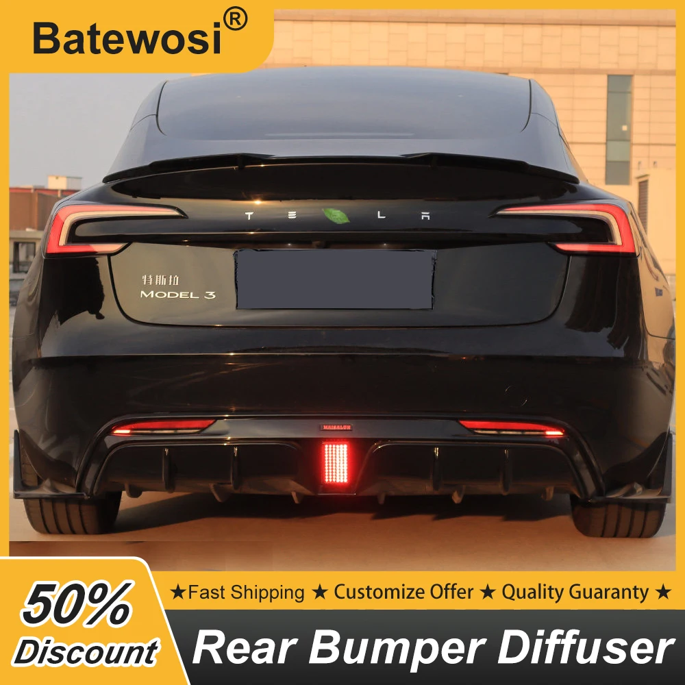 

For Tesla Model 3 Highland 2024 25 26 Rear Bumper Diffuser Splitter Bodykit MSL Design ABS Black Carbon Exterior Accessories