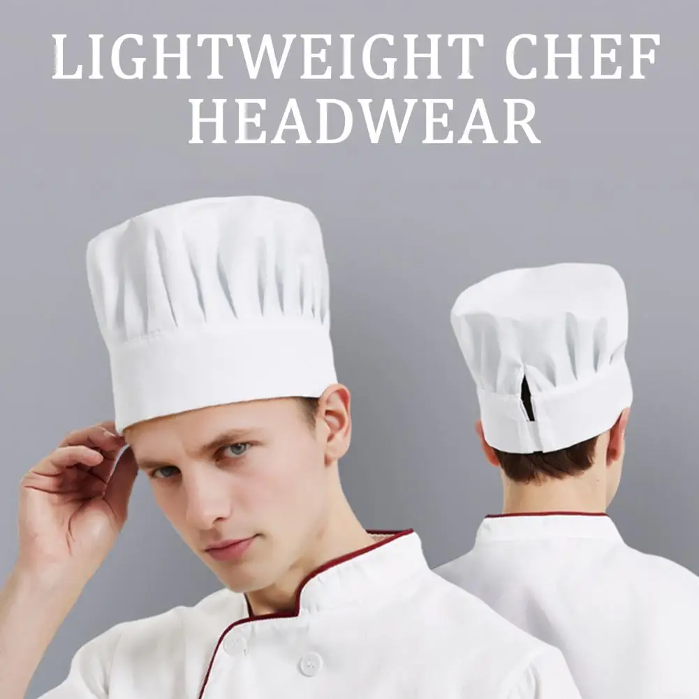 

Шляпа шеф-повара, однотонная плиссированная конструкция с плоским верхом, дышащая хлопковая шапка шеф-повара, регулируемая легкая защитная кепка для приготовления пищи для кондитерских изделий