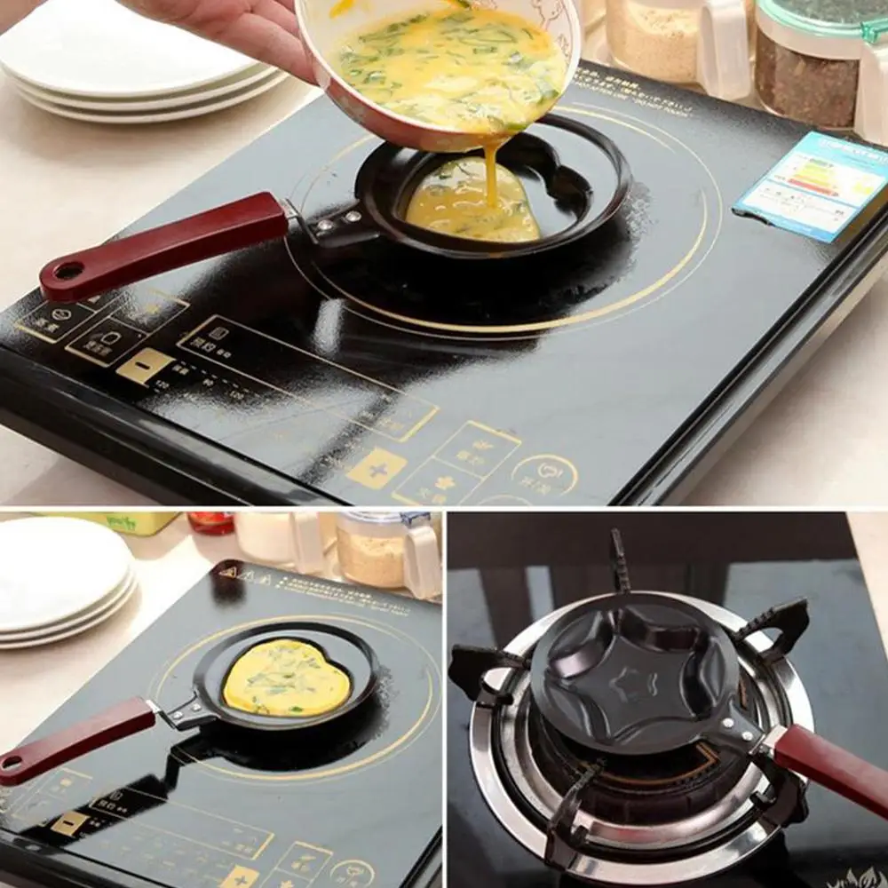 مقلاة على شكل قلب أدوات قلي البيض للإفطار على شكل قلب مقلاة مطبخ خاصة مقلاة البيض مقلاة الطبخ المنزلية #5