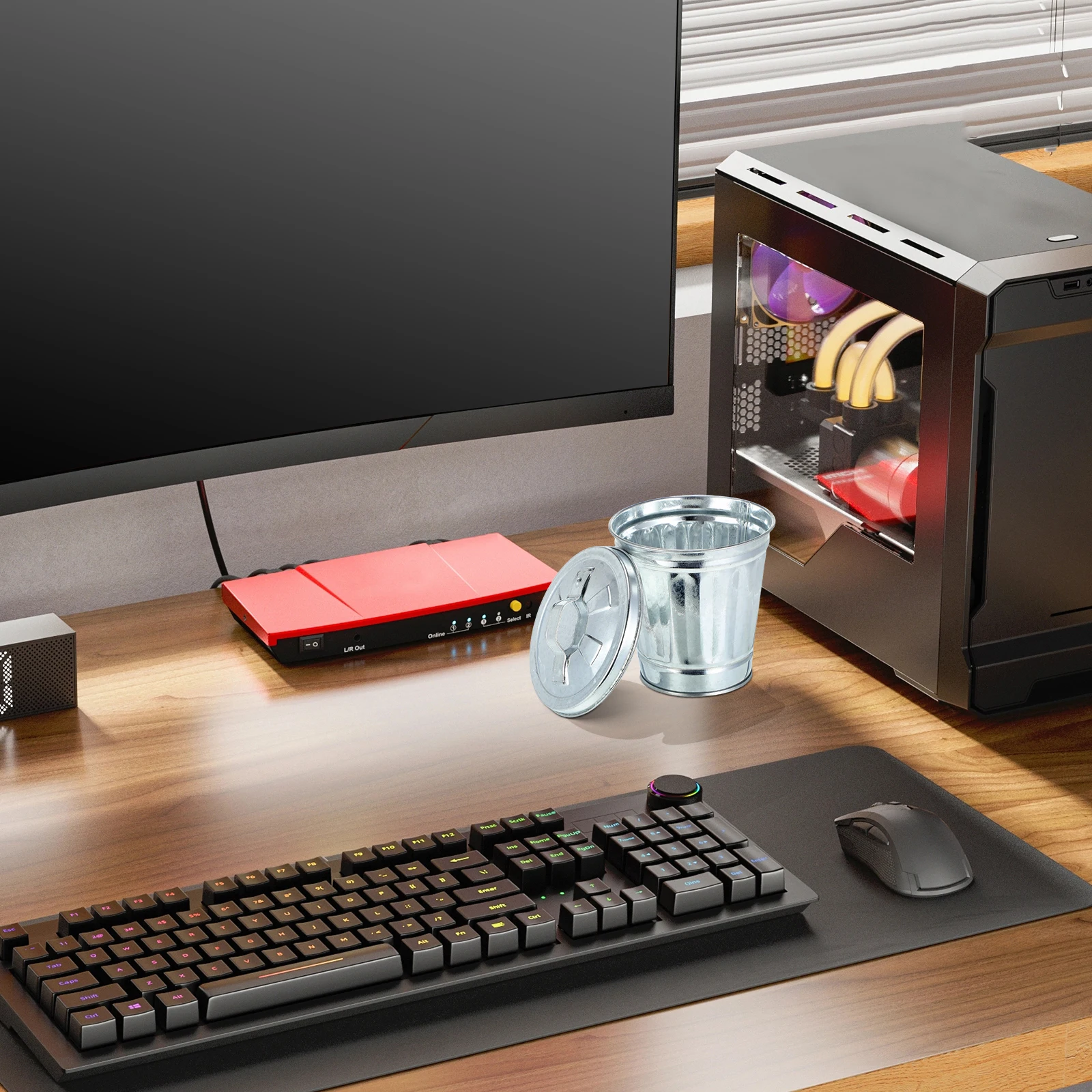 

3Pcs Lovely Mini Trash Can Flowerpot Metal Waste Bin 9.50x9.00x9.00cm Portable Lightweight Suitable Various Scenarios