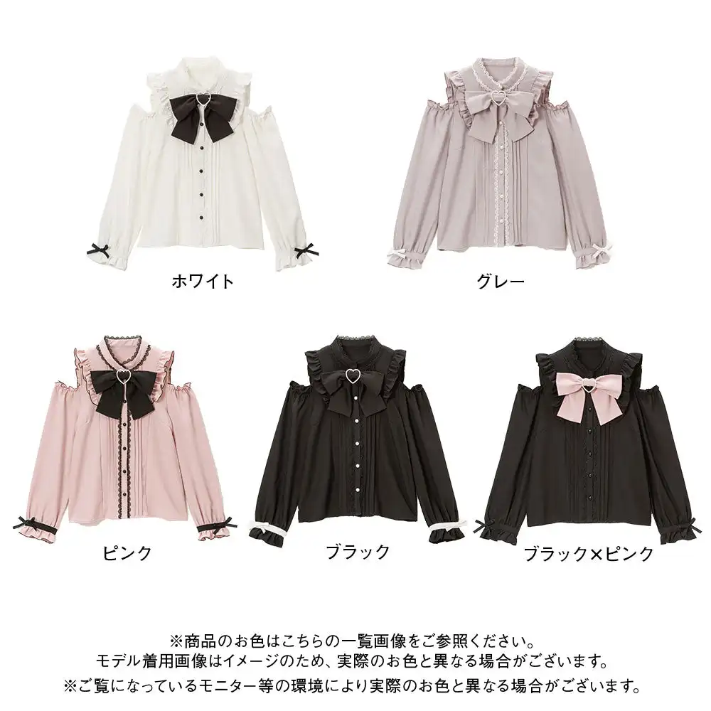 Lolita Style Cute Blouses Shirts 2023 Autumn New Japanese Style Sweet Off-the-Shoulder Big Bow Ruffles Rojita Long Sleeve Shirt