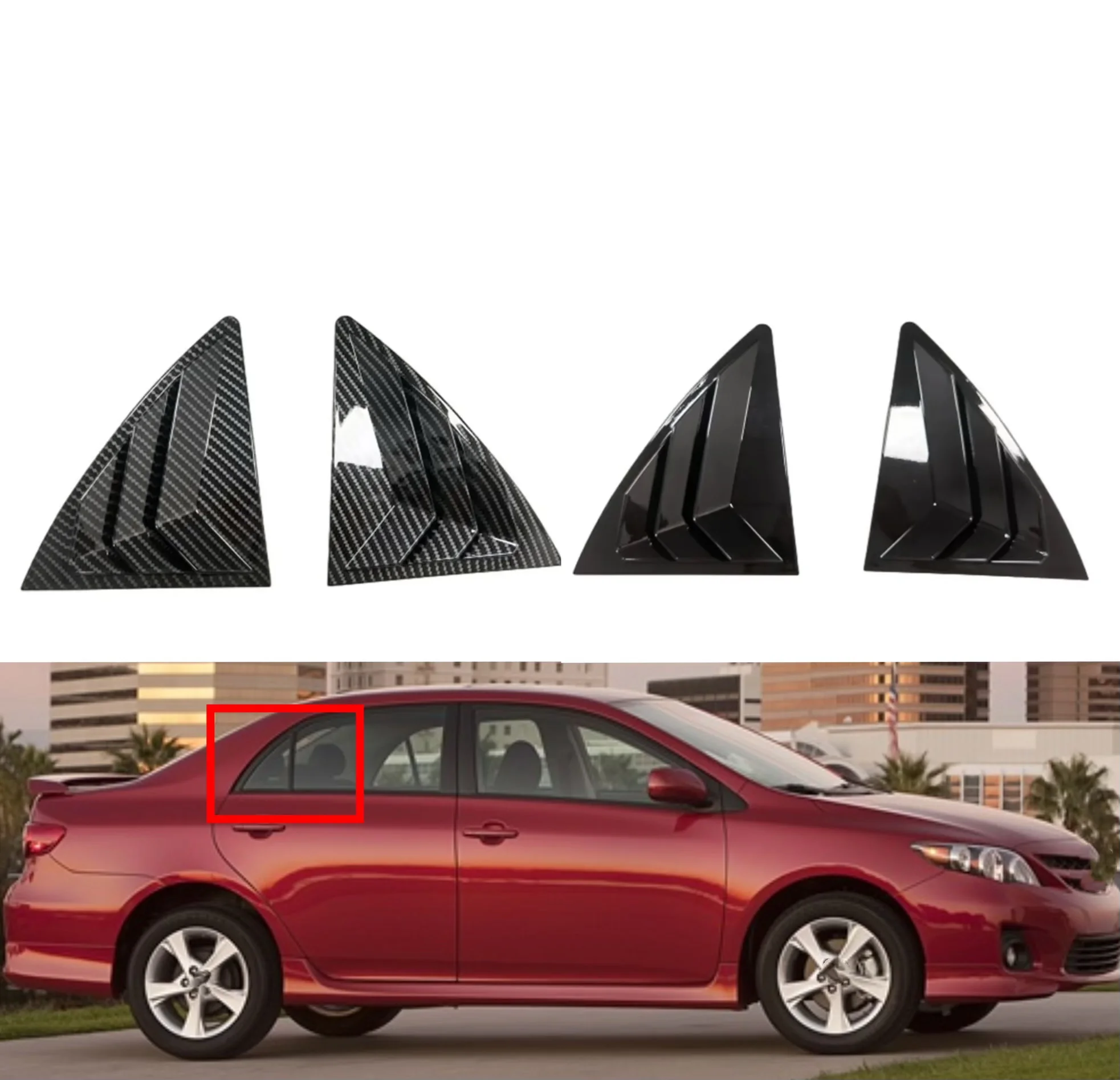 

For Toyota Corolla 2007 2008 2009 2010-2013 Car Rear Louver Window Side Shutter Cover Trim Sticker Vent Scoop ABS Carbon Fiber