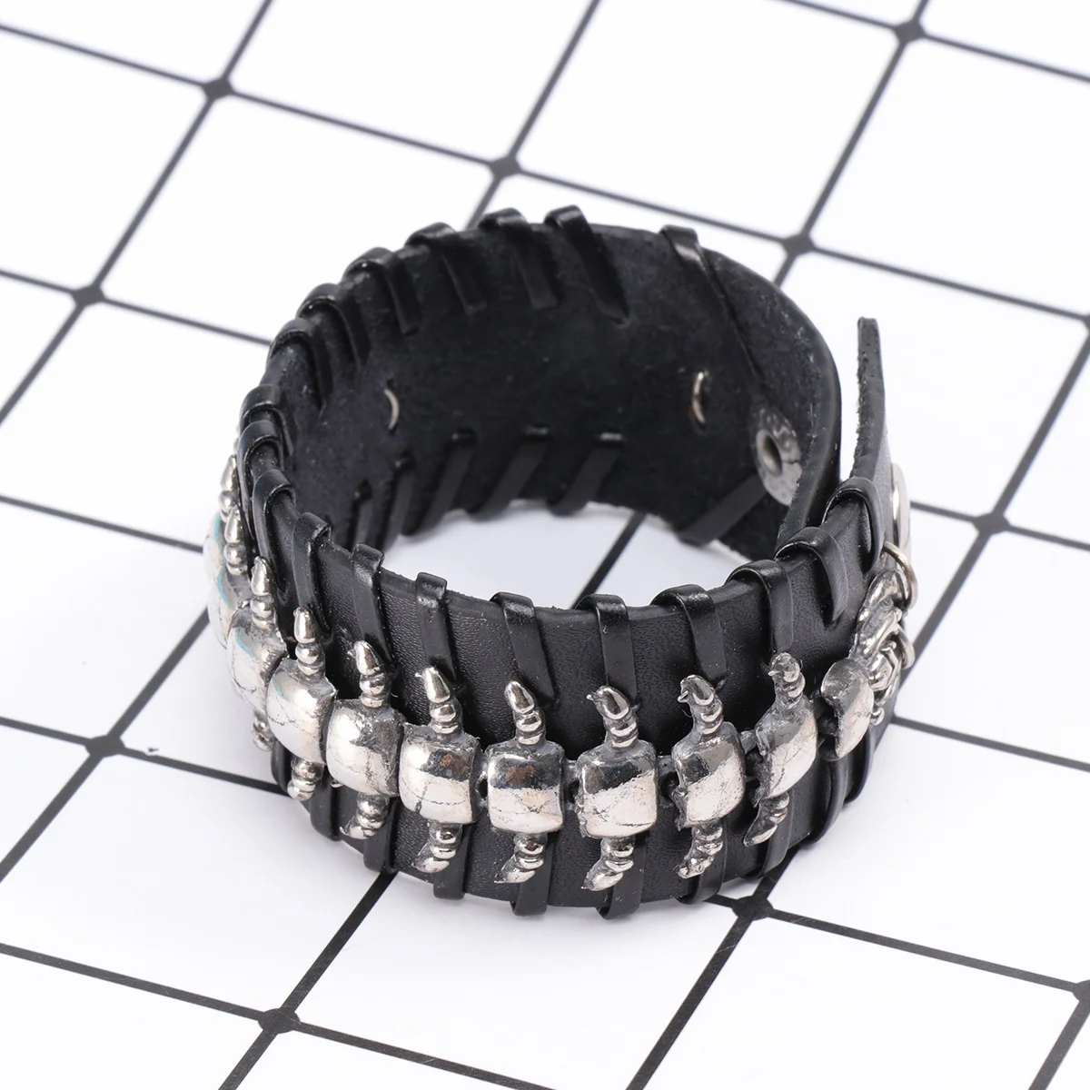 

1pc Rock Bracelet Adjustable Punk Wrist Band For Men Women Biker Braided Cuff Strap Style Bracelet
