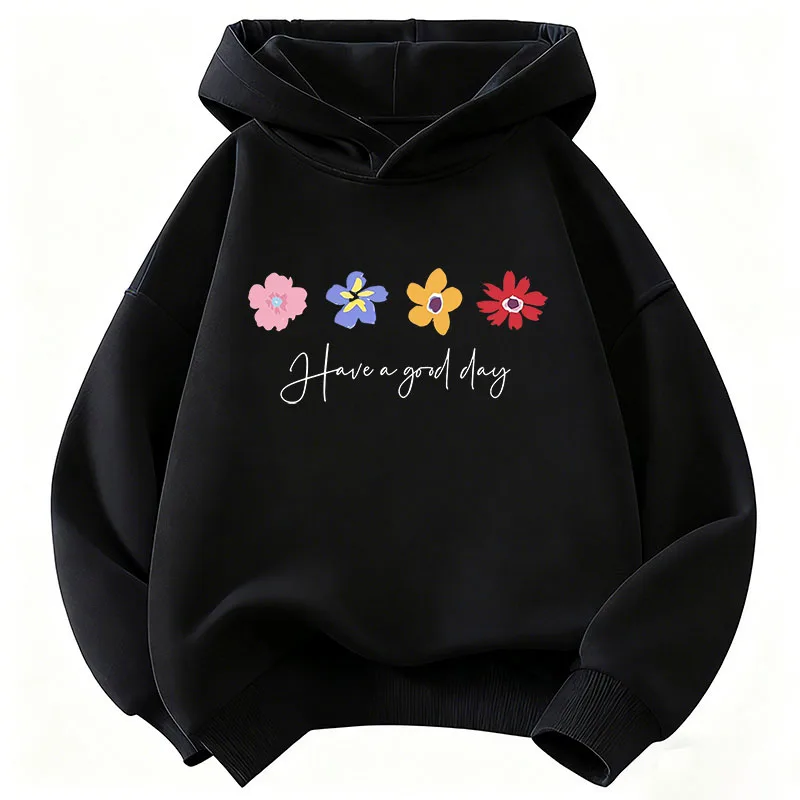 Have A Good Day Flower Design Hoodie Kids Children's Sweatshirt Hoody Casual Hoodies for Boys Girls Clothes