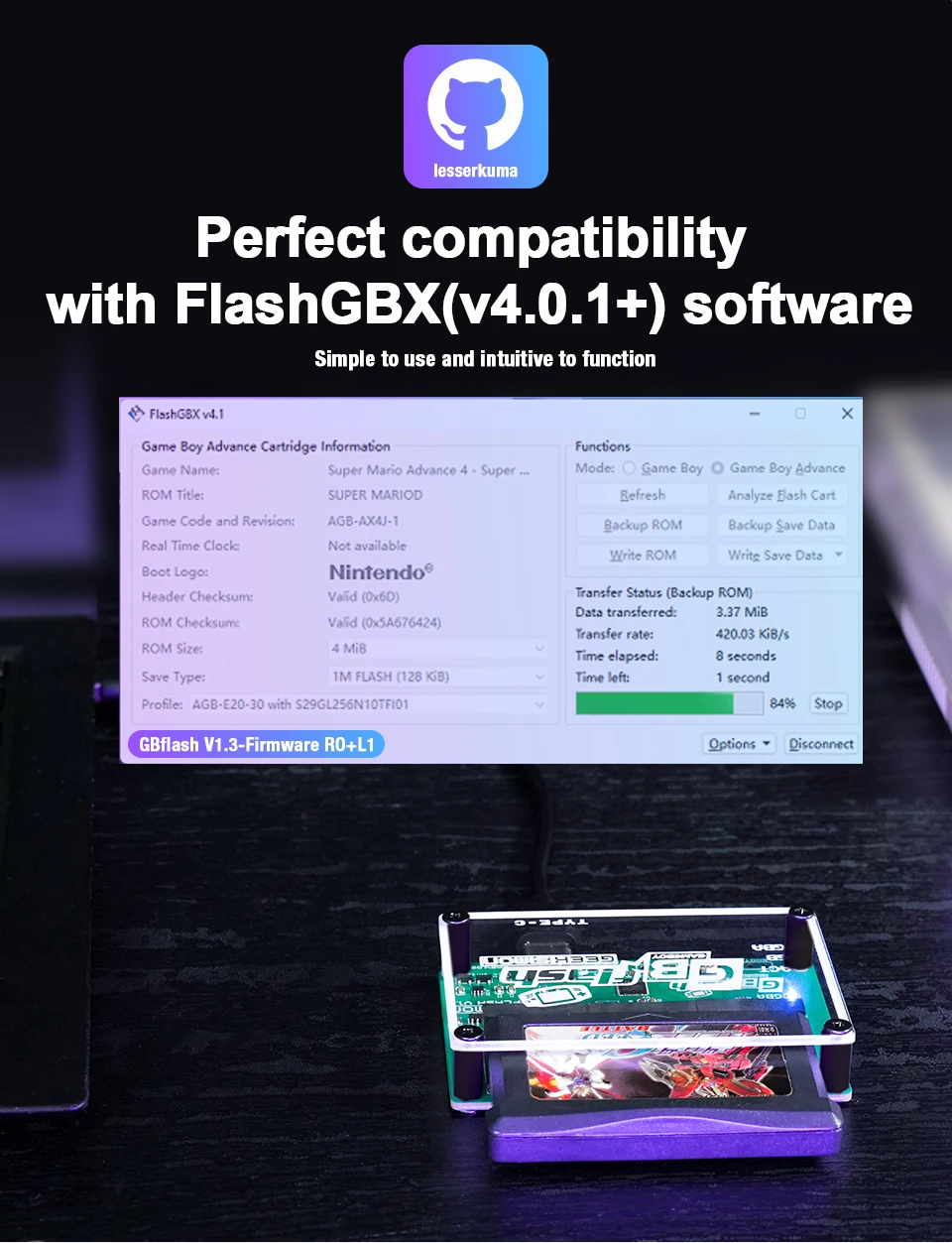 EPICJOY GBflash GBA/GBC Burner Great Design USB Adapter No Screen GBflash Cart And Type C Data Cable