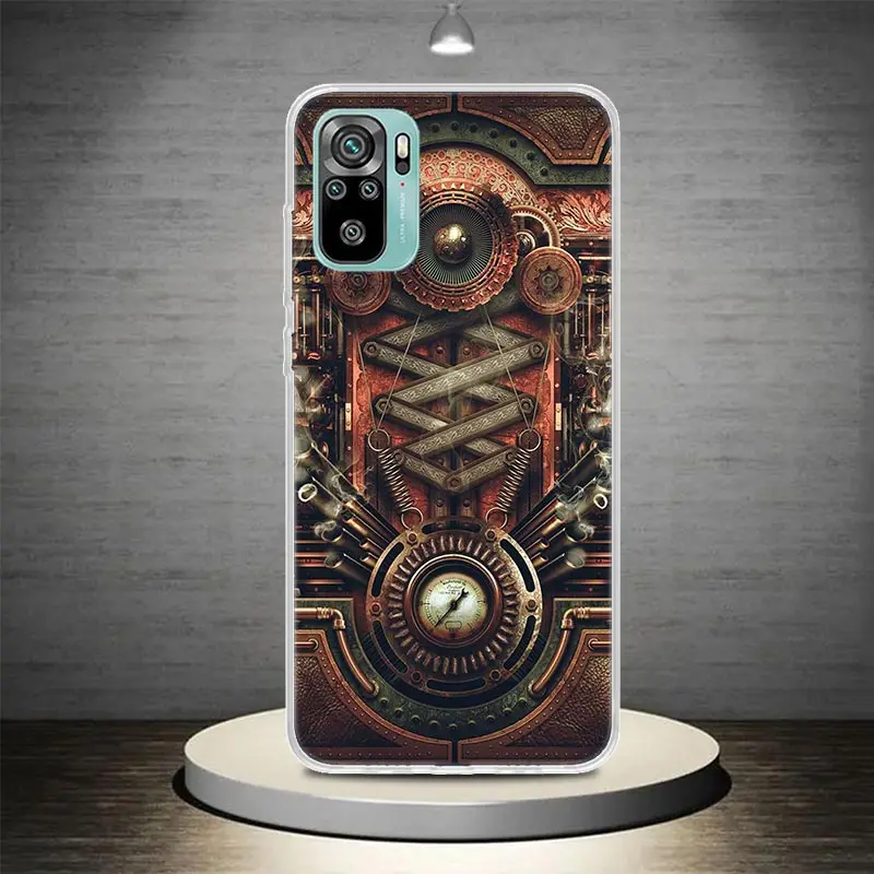 Steampunk Gear Mechanical Phone Case Coque For Xiaomi Redmi Note 13 12S 12 11 11S 11T 11E 10 Pro Plus 10S 9 9S 9T 8 8T Global 7 