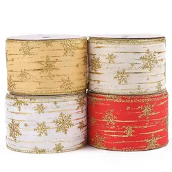 Glitter Snowflake Ribbon Xmas Tree Bowknot Decoration Christmas Party Supplies