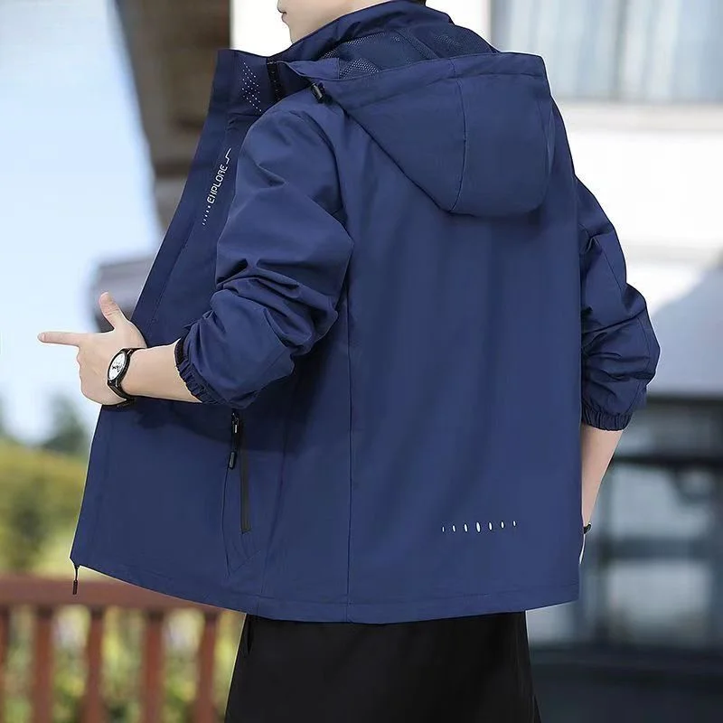 Men's Outdoor Sports Jacket Windproof Waterproof Spring Autumn American Style Fleece Lined Casual Fit Polyester Fiber