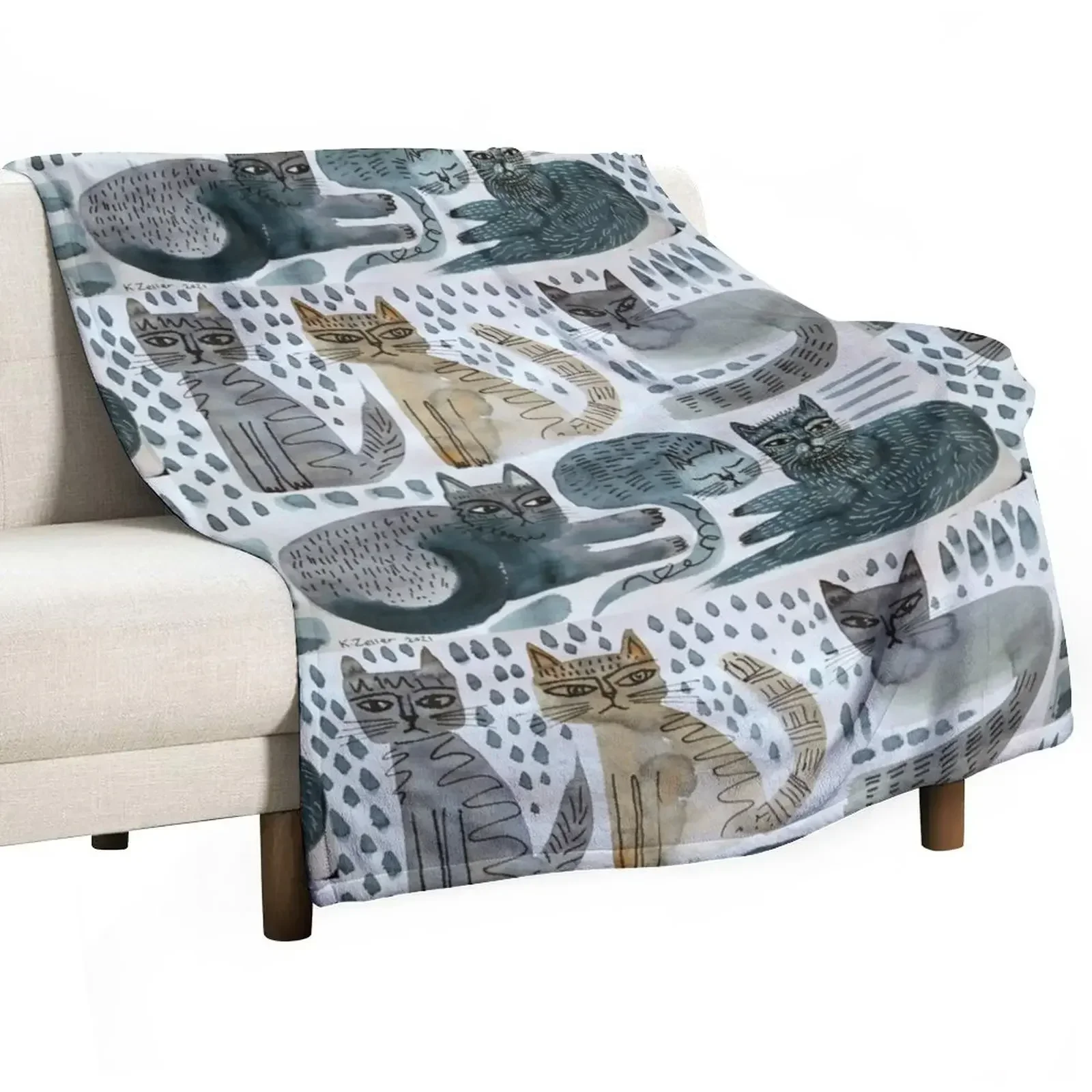 Cats doodle Throw Blanket Warm Comforter Designers Blankets