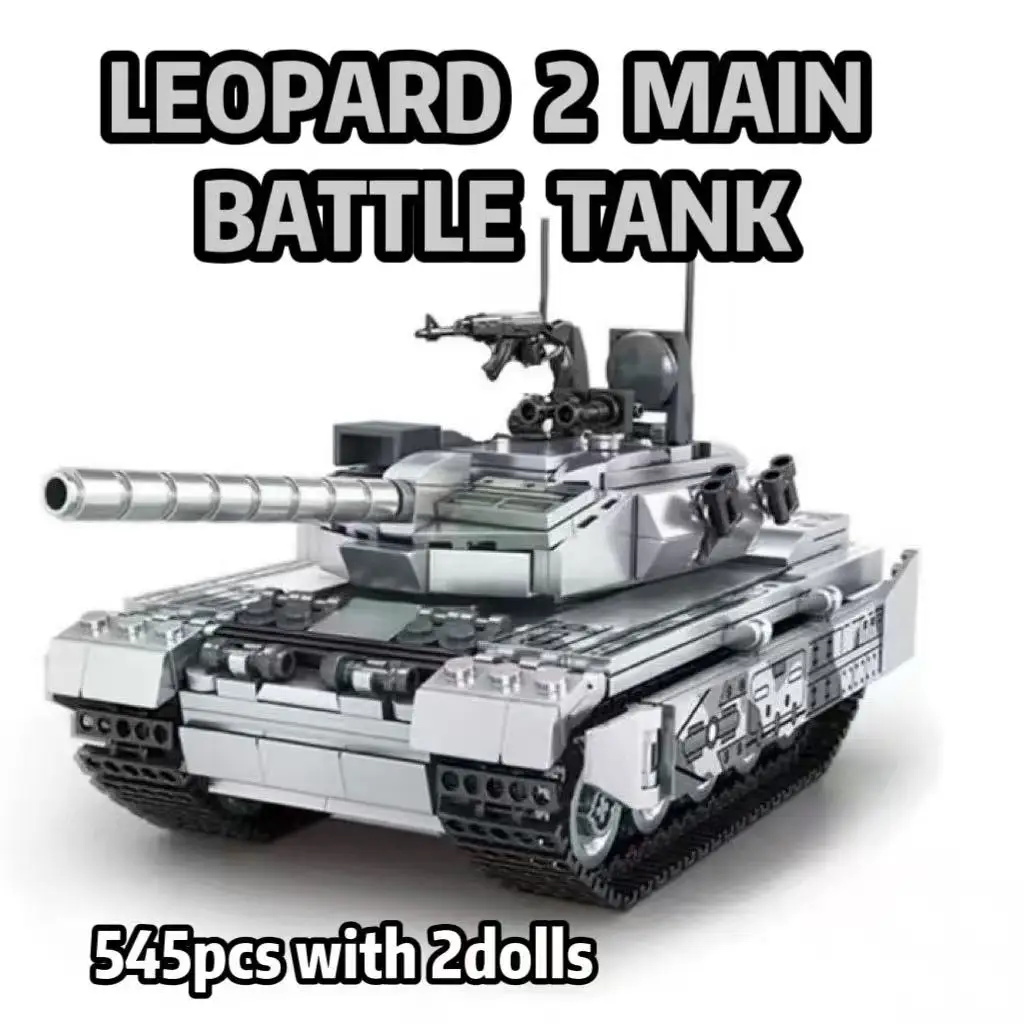 

MOC WW2 Military Tank Model Building Blocks Set Leopard 2 Main Battle Tanks Truck With Soldiers Figures Children Toys Gifts