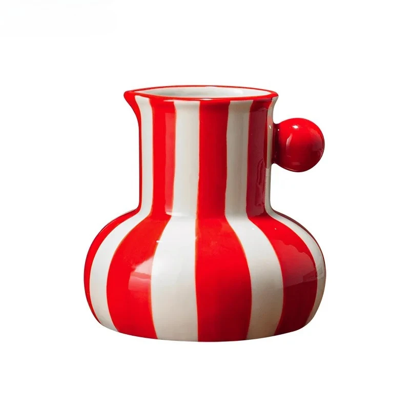 Colorful Stripes Creative Ceramic Vase Plant Pots Table Decoration Ornaments Flower Arrangement Floral Vase Room Aesthetic Decor
