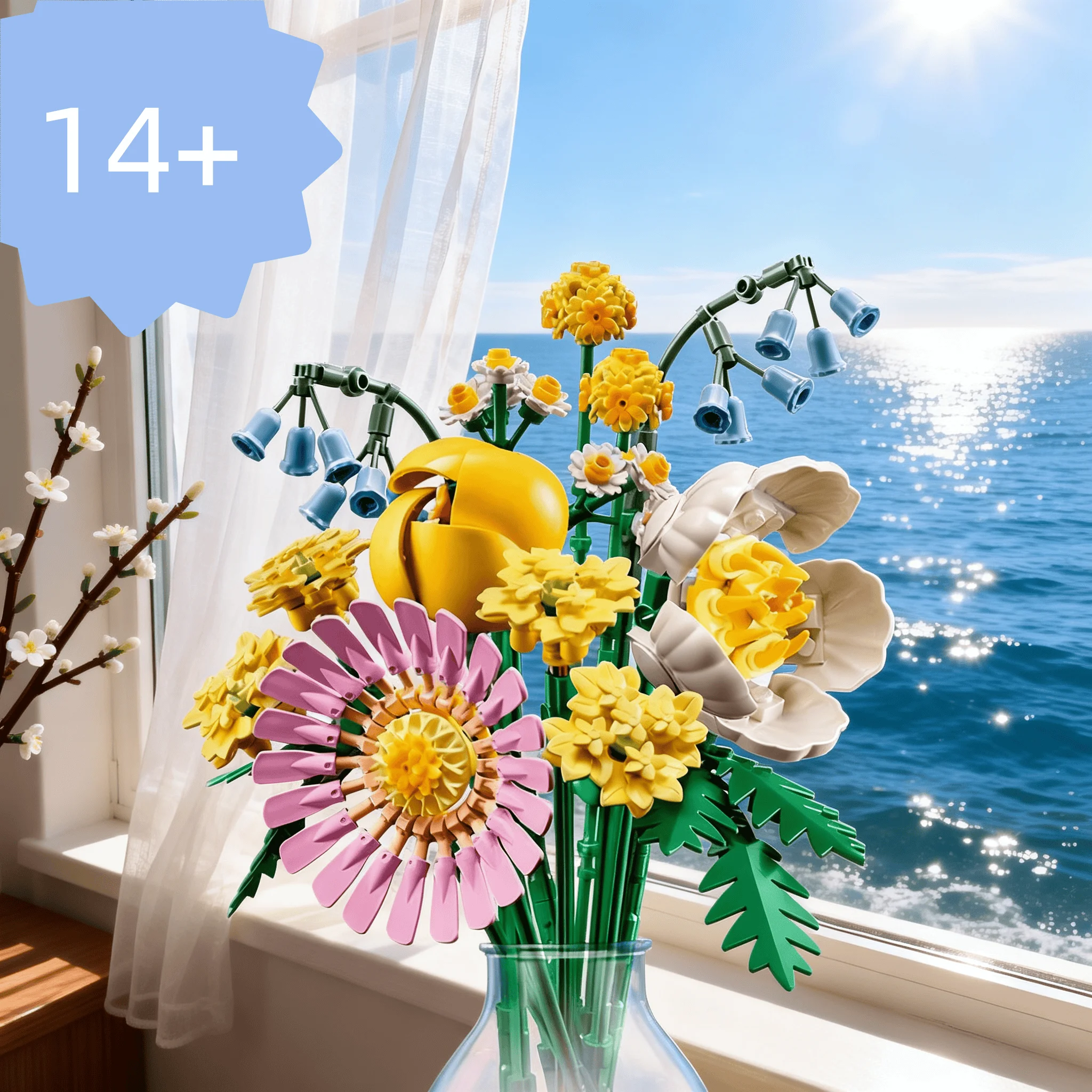 

2026 new creative MOC plant series desktop decoration colorful flower-shaped toys family decoration gifts adult gifts