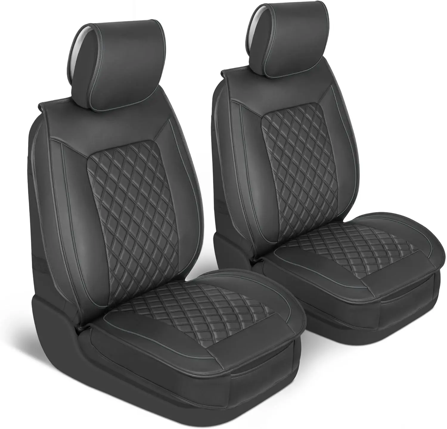 

Prestige Faux Leather Seat Covers for Cars - (2) Front Semi-Custom Fit Black & Charcoal Seat Covers for Trucks & SUV - Automotiv