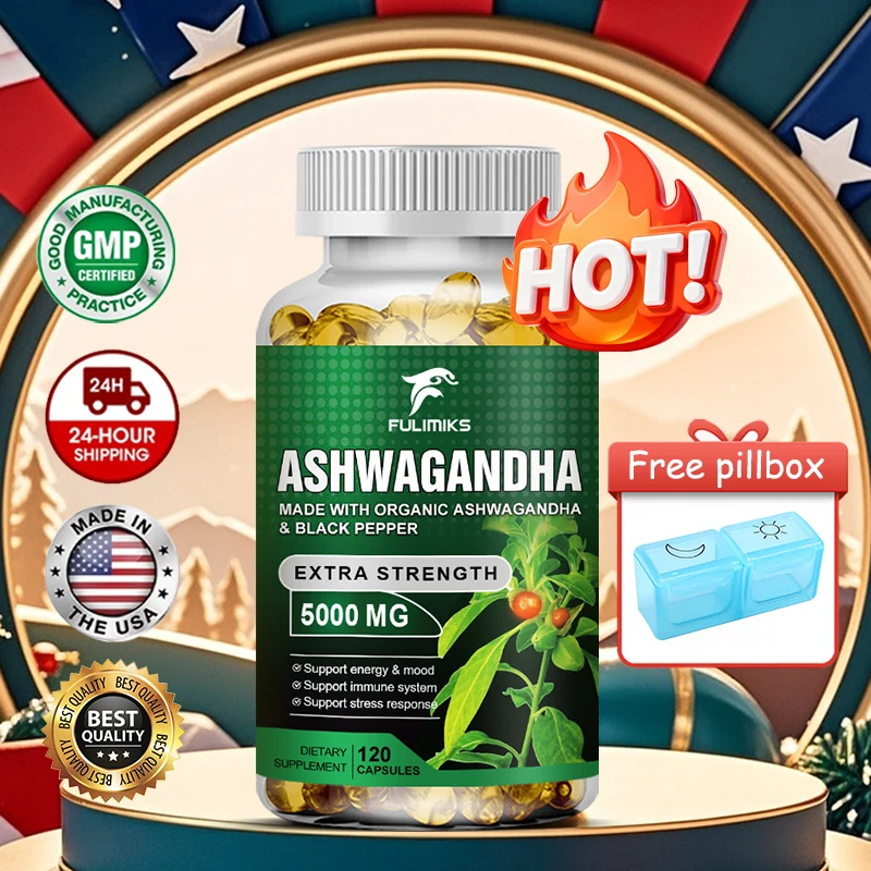 

Капсулы Fulimiks KSM-66 с ашвагандой и экстрактом черного перца для поддержания уровня энергии и общего здоровья, для женщин и мужчин