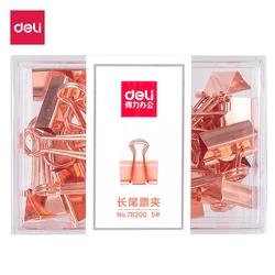 Deli 19mm 25mm Effortless Binder Clip Solid Color Rose Gold Metal Binder Clips Notes Letter Paper Clip Office Supplie