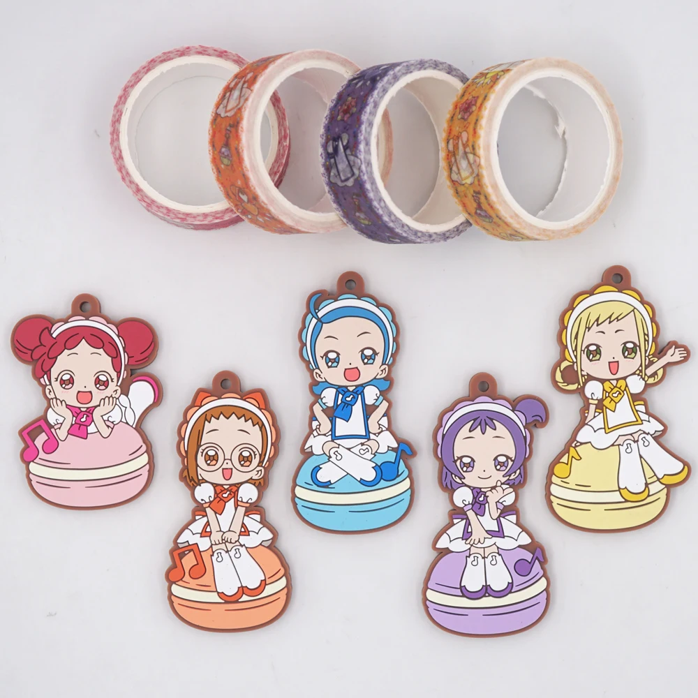 LLavero de cadena de cuentas de goma de Anime DoReMi mágico, Harukaze, Fujiwara, Hazuki Senoo, Aiko, Segawa, Onpu, Asuka, Momoko