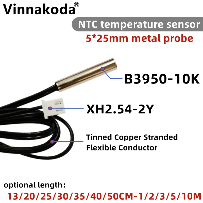 

1PCS NTC Thermistor Temperature Sensor B3950 10K 1% Waterproof Probe Air Conditioning Probe 13/20/25/30/35/40/50CM 1M 2M