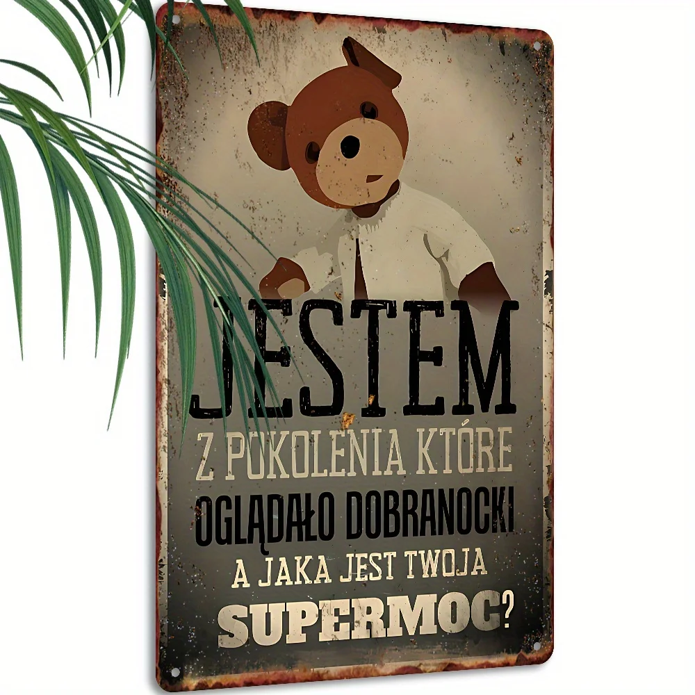 Vintage Metal Sign,Grew Up Watching Bedtime Stories, What's Your Superpower, Polish Childhood Nostalgia Quote, Wall Art Decor