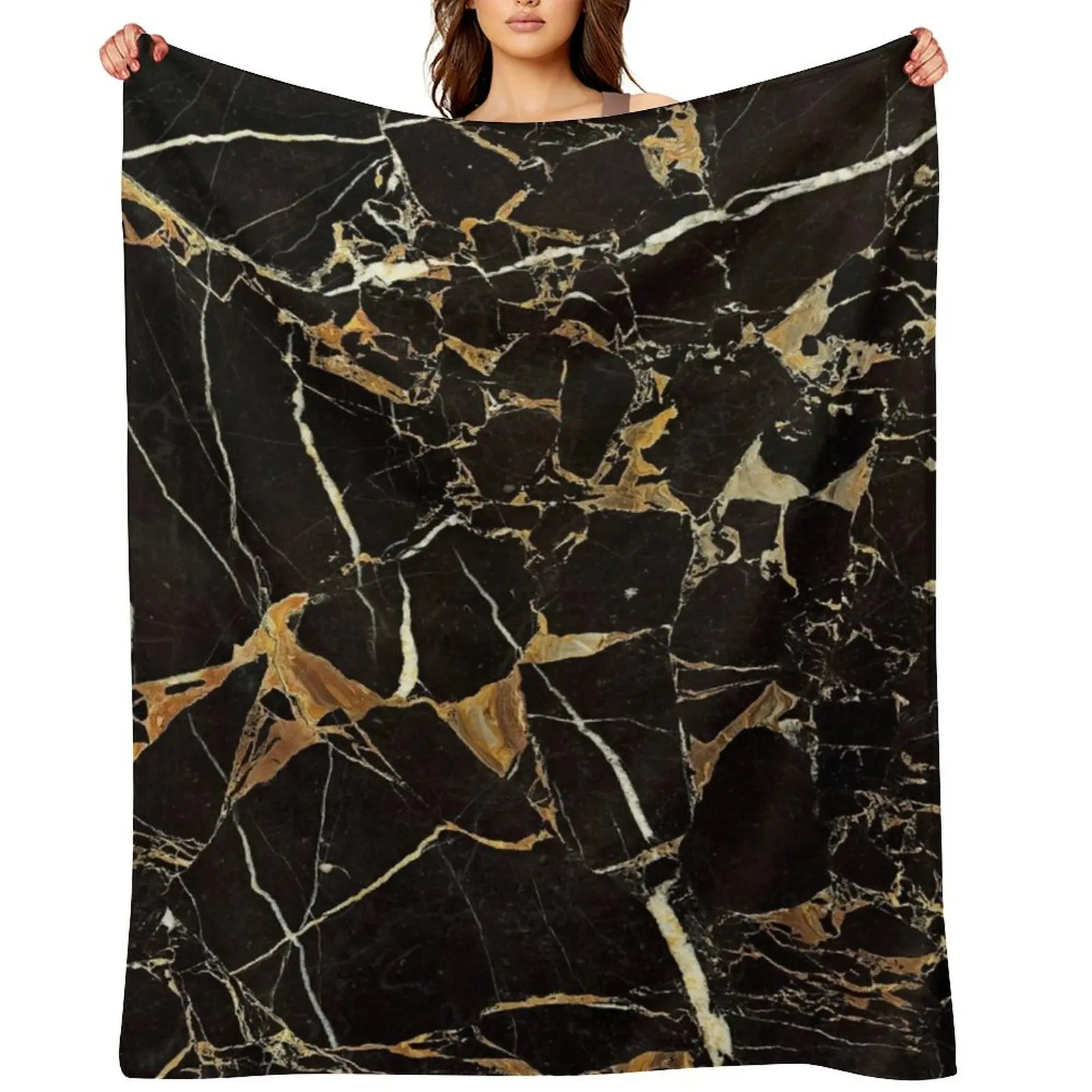 

Black + Gold Throw Blanket Luxury Designer Blankets For Bed anime Personalized Gift Blankets