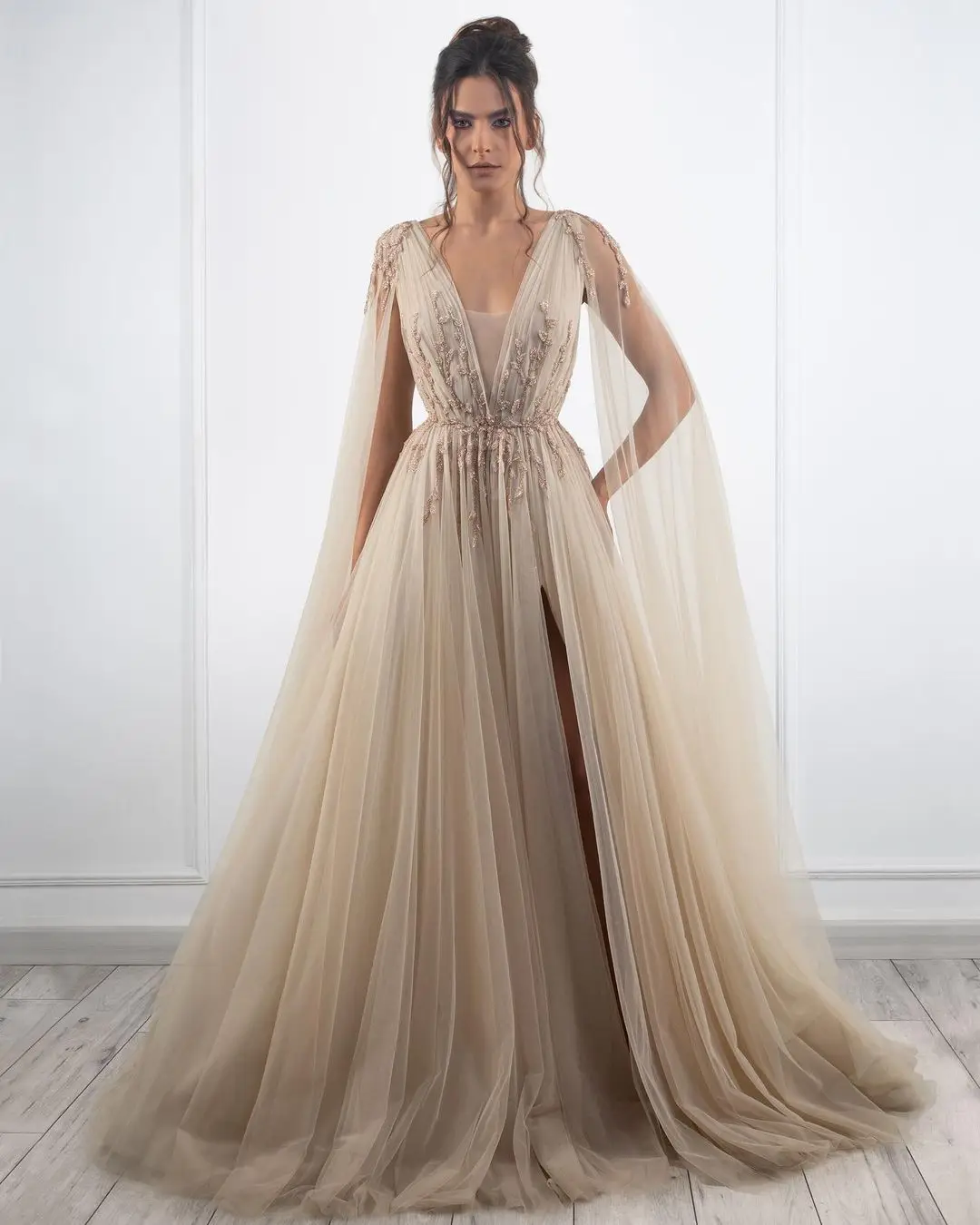 

Arya Classic Celebrity Dresses Chiffon for Floor-Length V-Neck Prom Dress Embroidery Vestidos Elegantes Para Mujer Customized