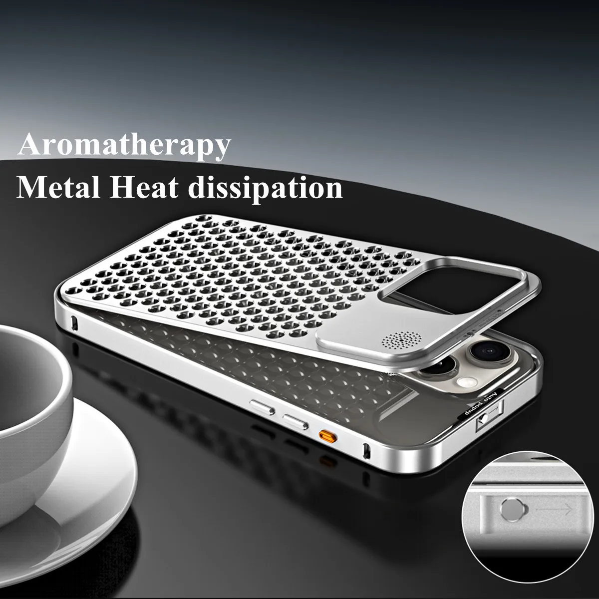 

Металлический чехол для телефона с рассеиванием тепла для iPhone 14, 15, 13, 12, 16 Pro Max, ароматерапевтический чехол-бампер из алюминиевого сплава с защитой от падения и весны