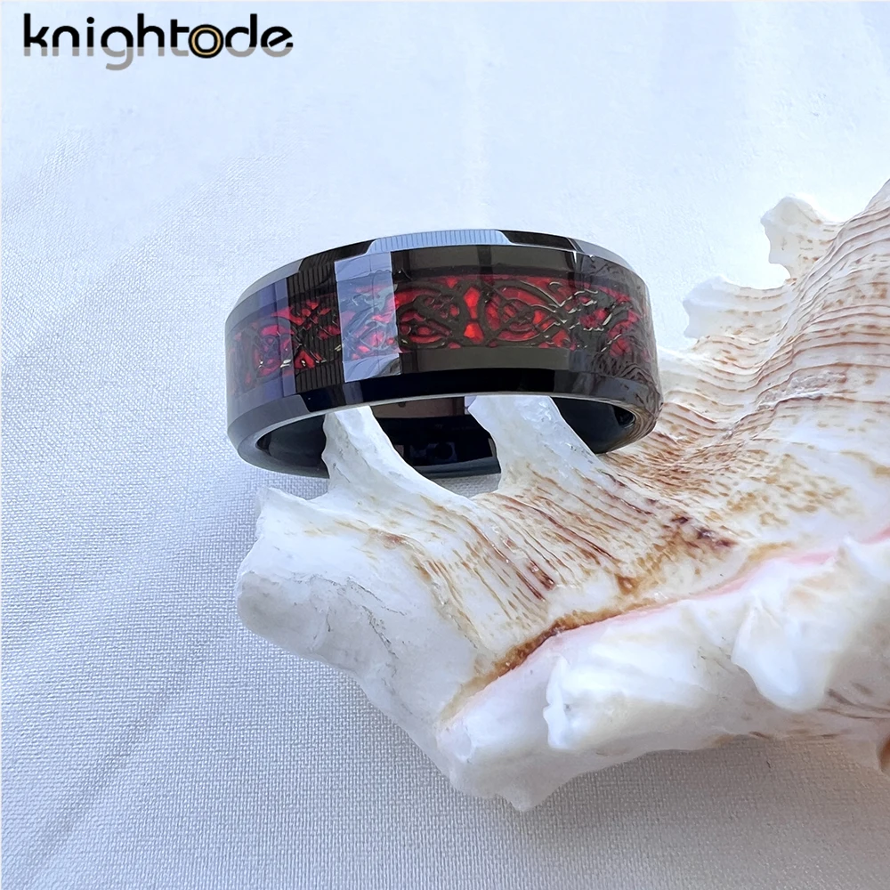 8mm Celtics Loong Inlay Fashion Tungsten Carbide Ring Men's Jewelry view 3