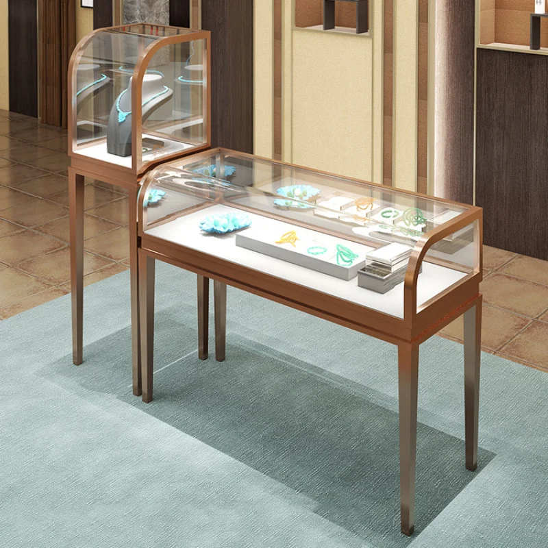 

Custom. Custom Jewelry Showcase Display Cabinet Floor-standing Stainless Steel Jewellery Shop Display Stand Led Light Cabin