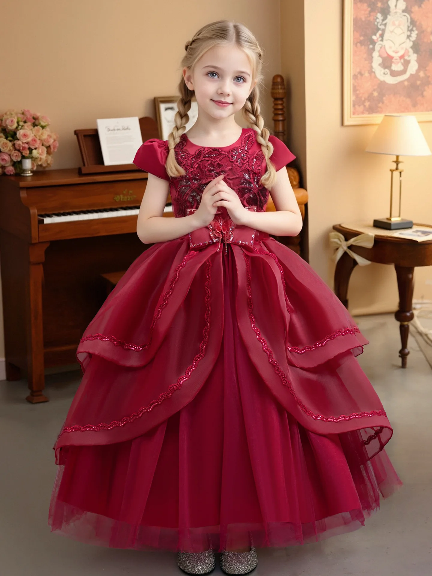 Elegant Flower Girl Dress Tutu Fluffy Wedding Flower Girls For Evening  Birthday Formal Party Dresses Wedding Bridesmaid Holiday
