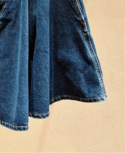 2026 Early Autumn Women High Waist A Line Denim Skirt Pleated Three Dimensional Cut Versatile Ladies Jupe