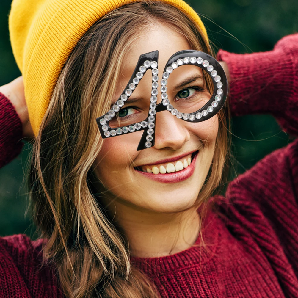 

50th Birthday Party Glasses Eyeglasses Photo Props Lightweight Portable Decorative Glitter Frame Novelty Eyewear