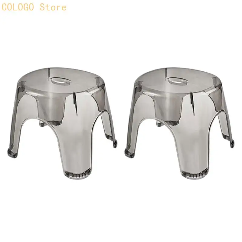 Two Piece Clear Stool Set for Bathroom, Bedroom and Daily Seating D0LD
