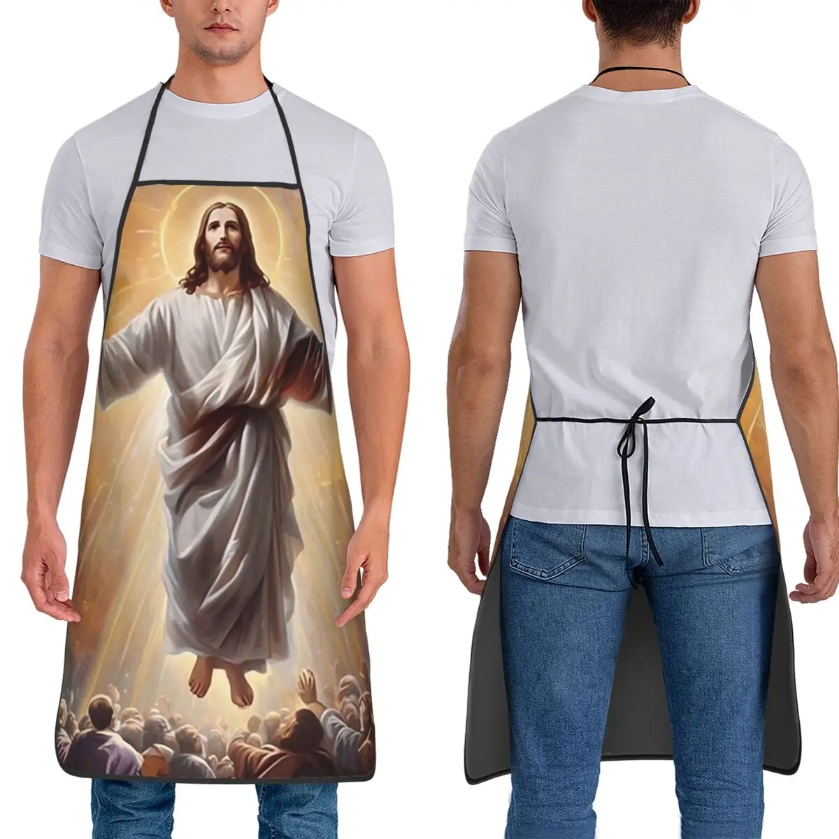 Angel Jesus Christ In Heaven Christian Art Jesus Ascension Apron Chef Cuisine Tablier Sleeveless Bib Kitchen Cleaning Pinafore