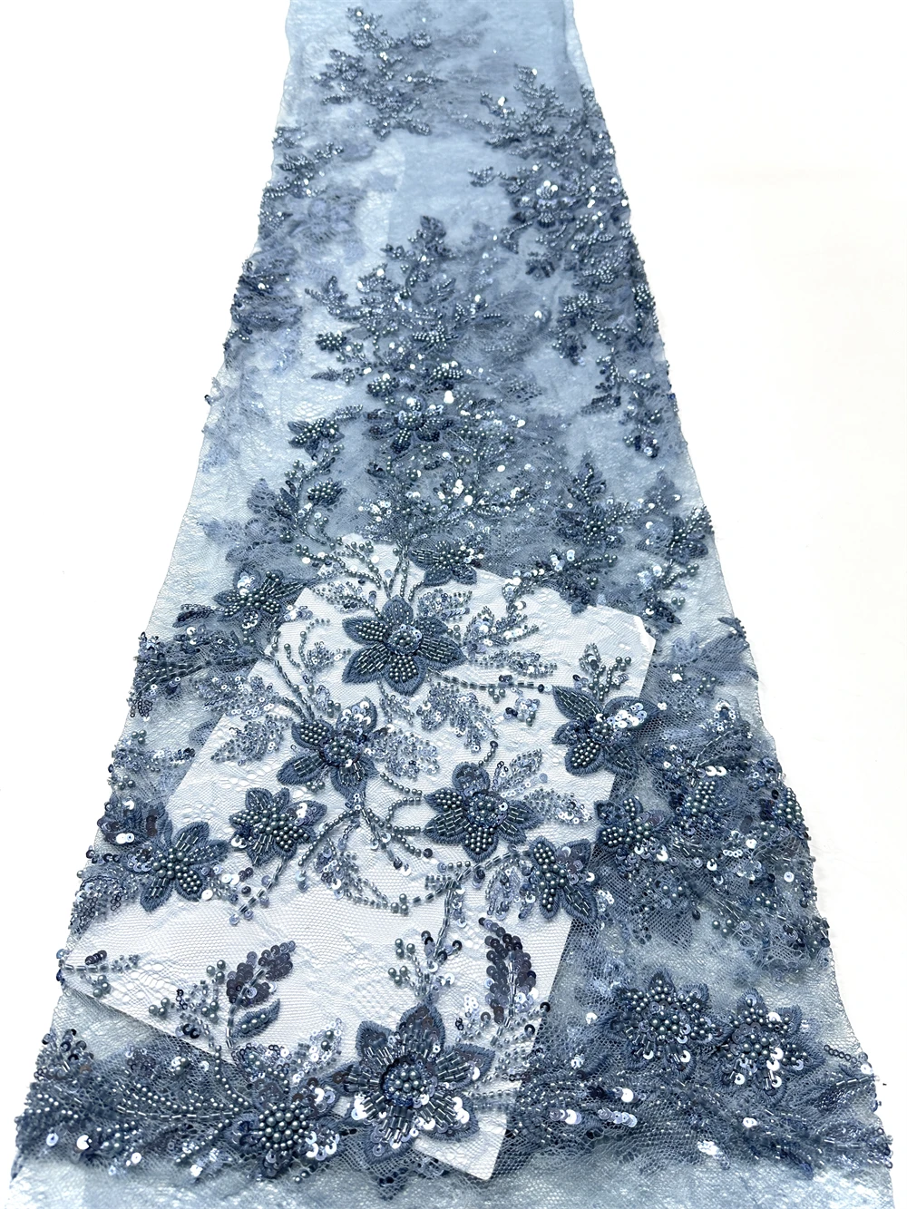 

2026 High Quality Sewing Tulle African Beaded Lace Fabric Sequin Shaped Design For Women Wedding Dress Lace Fabric For Dress