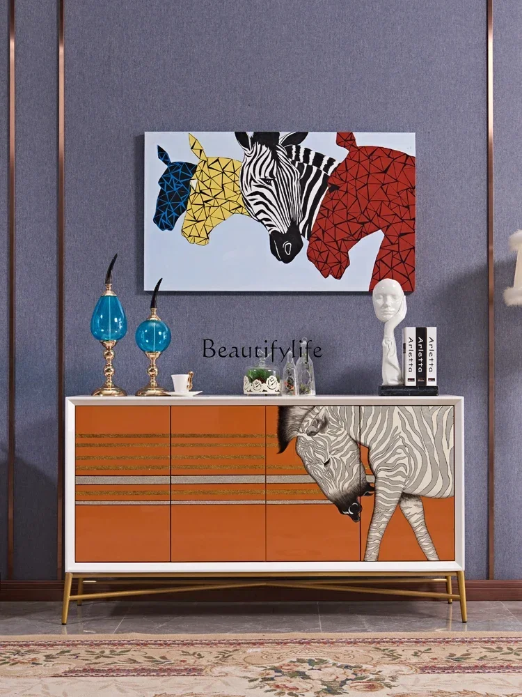 

13LLight Luxury Italian Side Cabinet Post-Modern Simple Hallway Partition Decorative Storage Cabinet